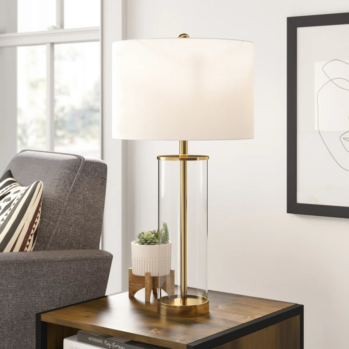 Silva Glass Column Table Lamp