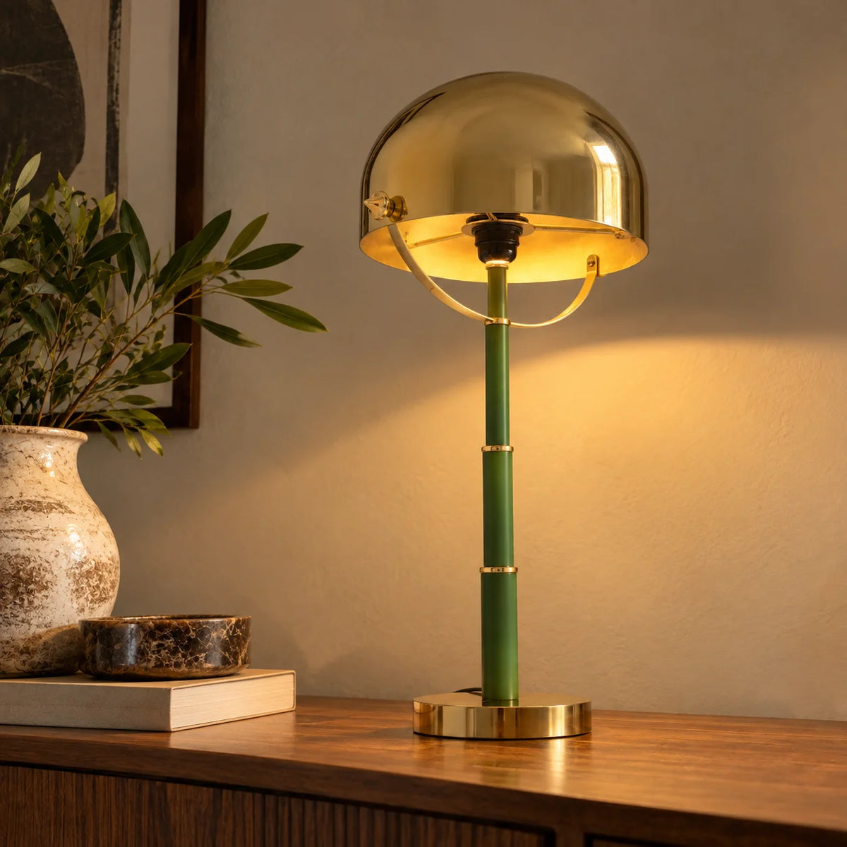 Designer Brass Finish Table Lamp | Modern Premium Desk Lamp for Living Room & Bedroom
