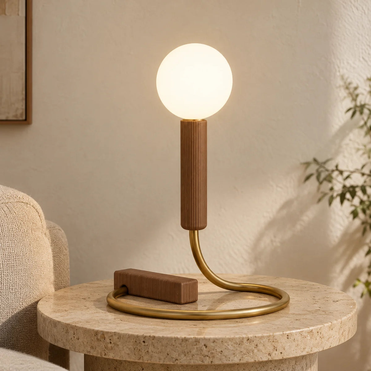 Vasant Table Lamps for Living Room | Teak Wood Modern Designer Table Lamps