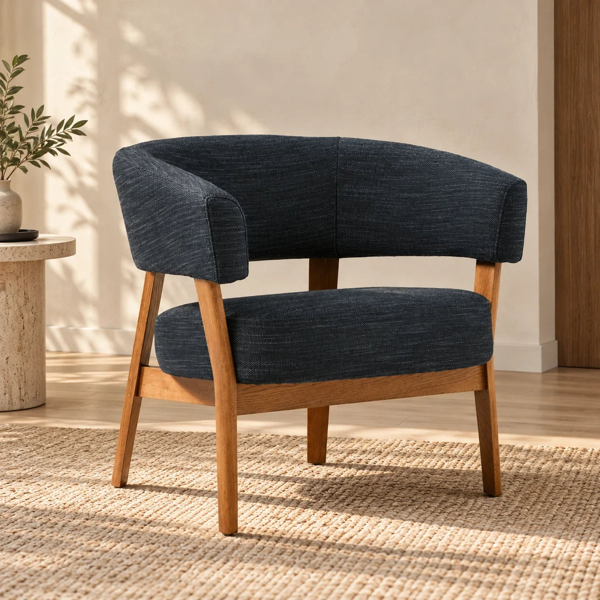 Juda Teak Wood & Fabric Upholstery Chair