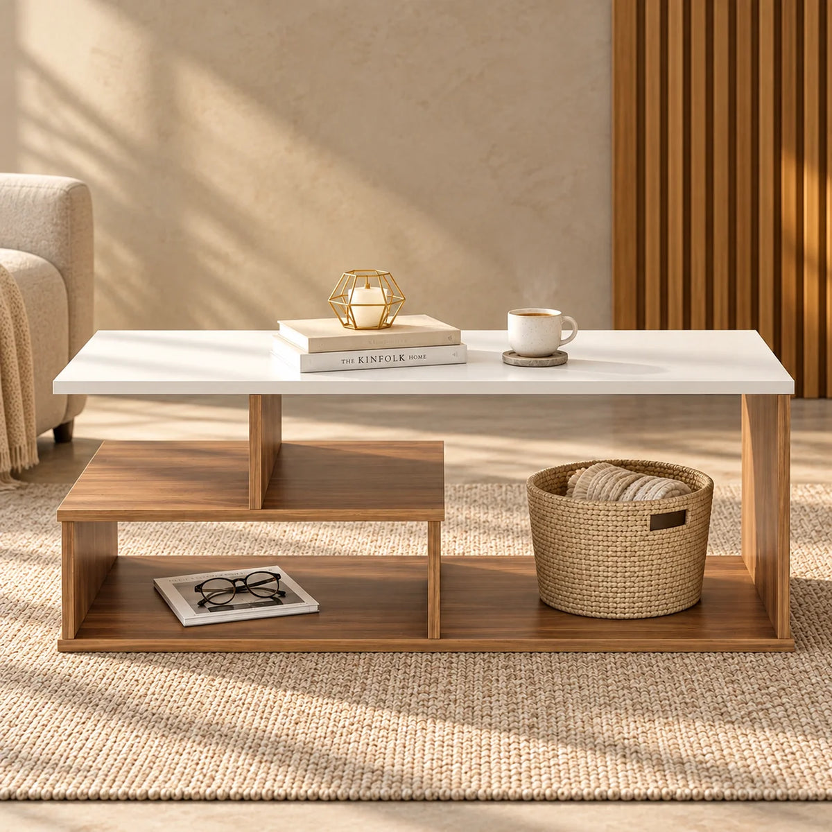 Coffee Table for Living Room with Storage Shelf - Witely