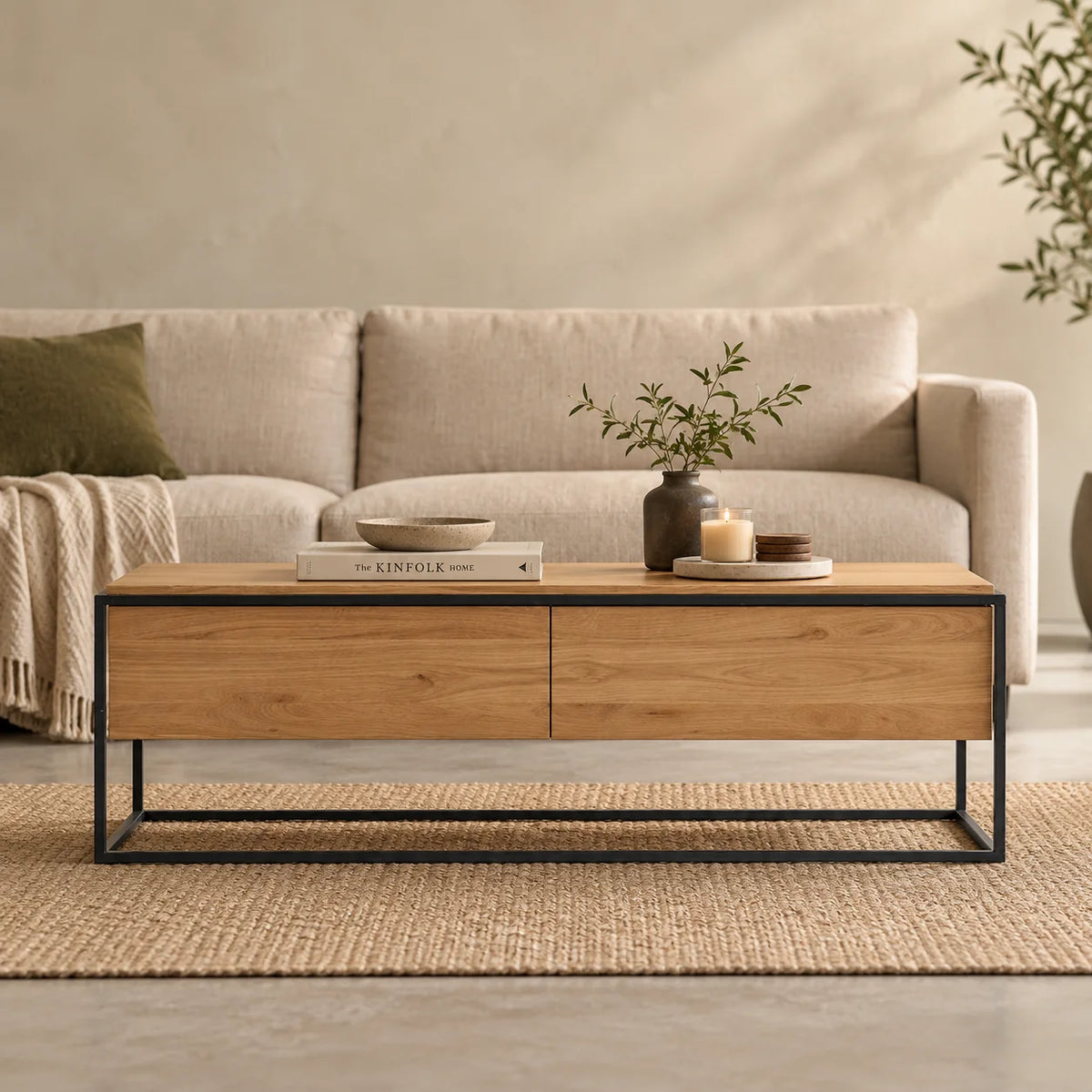 Chambery Solid Wood Center Table | Mango Wood Wooden Center Table for Living Room