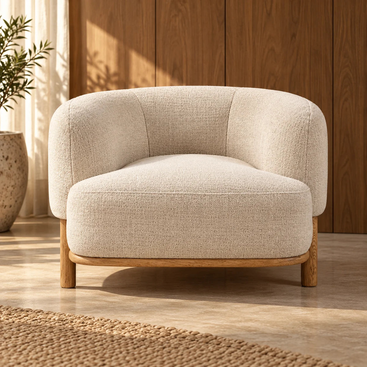 Nimbus Teak Wood & Fabric Upholstery Armchair