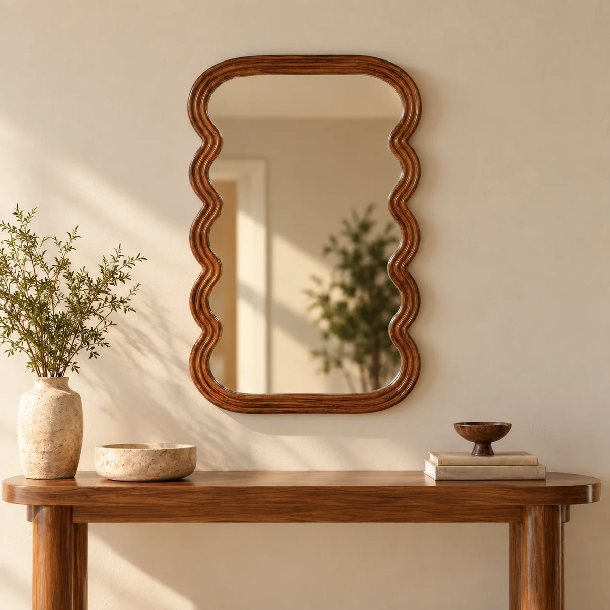 Sable Teak Wood Wall Mirror | Decorative Mirror for Home