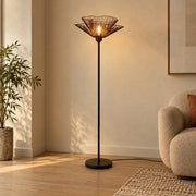 Decorative Metal Floor Lamp | Black Finish Single Standing Light For Living Room Or Bedroom