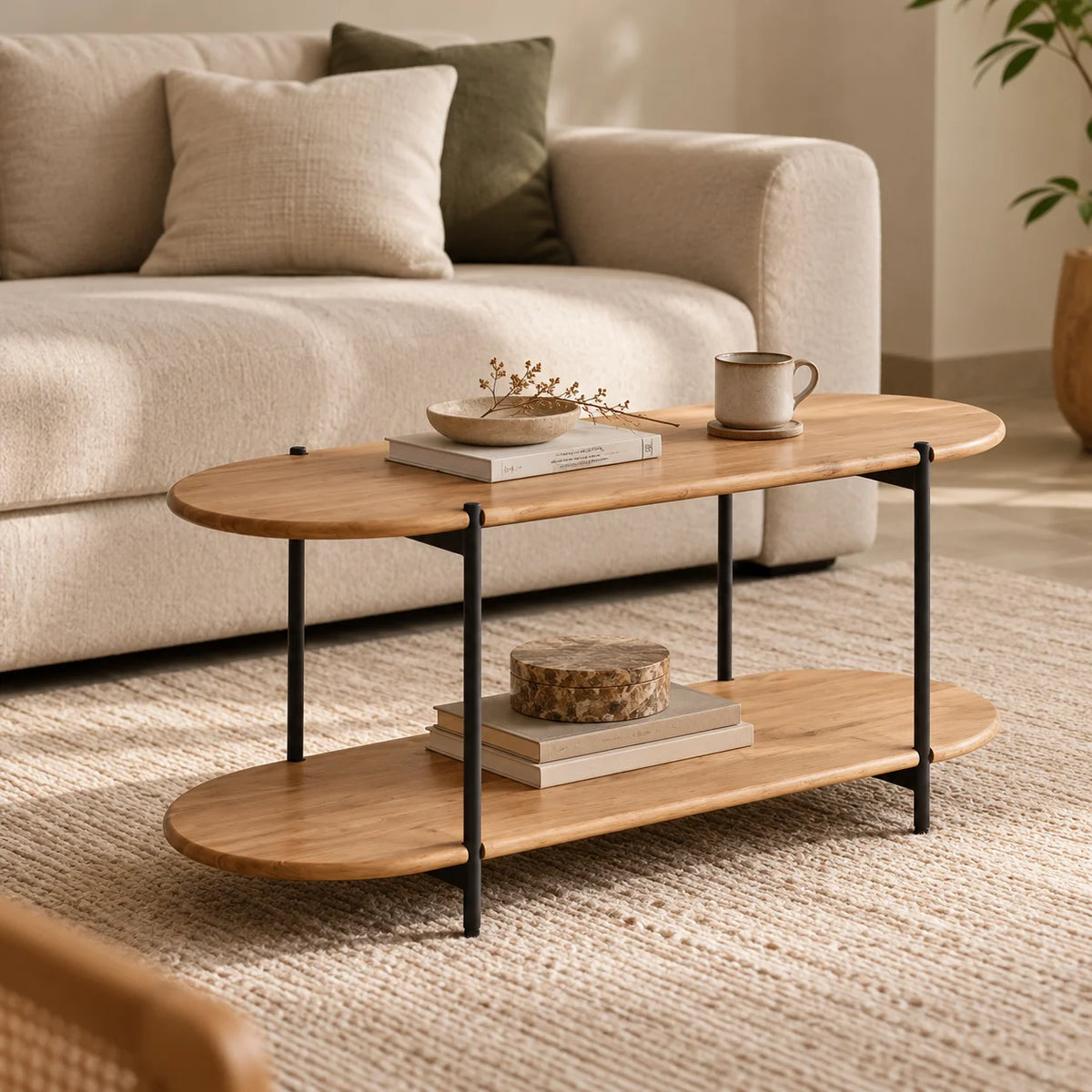 Theo Solid Mango Wood Coffee Table | Center Table for Living Room