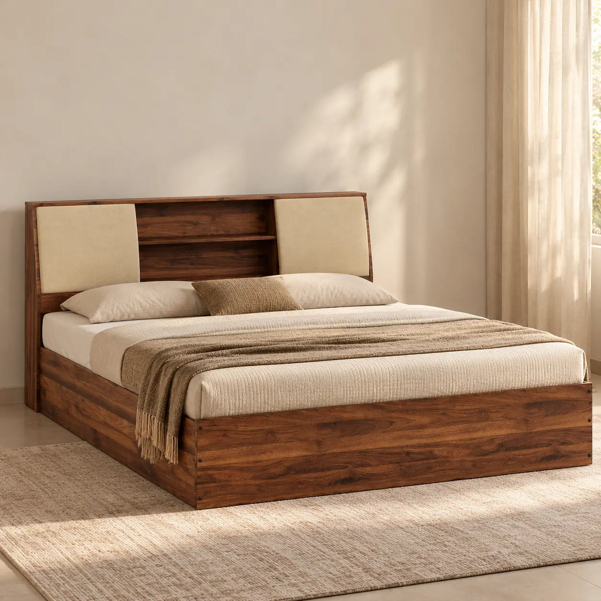 Orian Engineered Wood King Size Bed With Storage