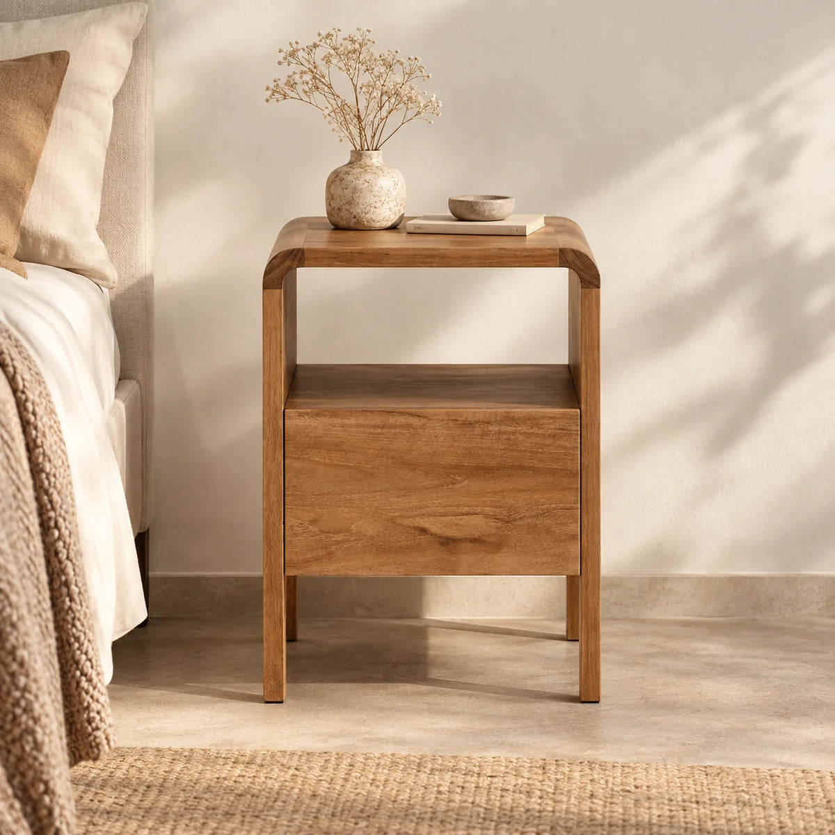 Deliaya Solid Wood Bedside Table