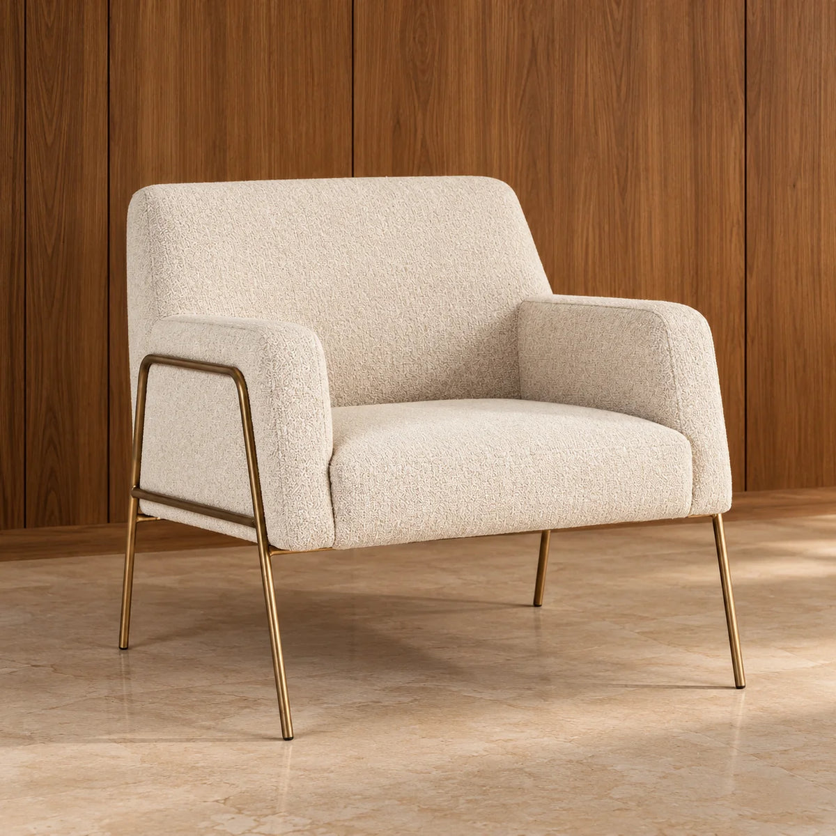 Lyron Brass Finish Metal Arm Chair