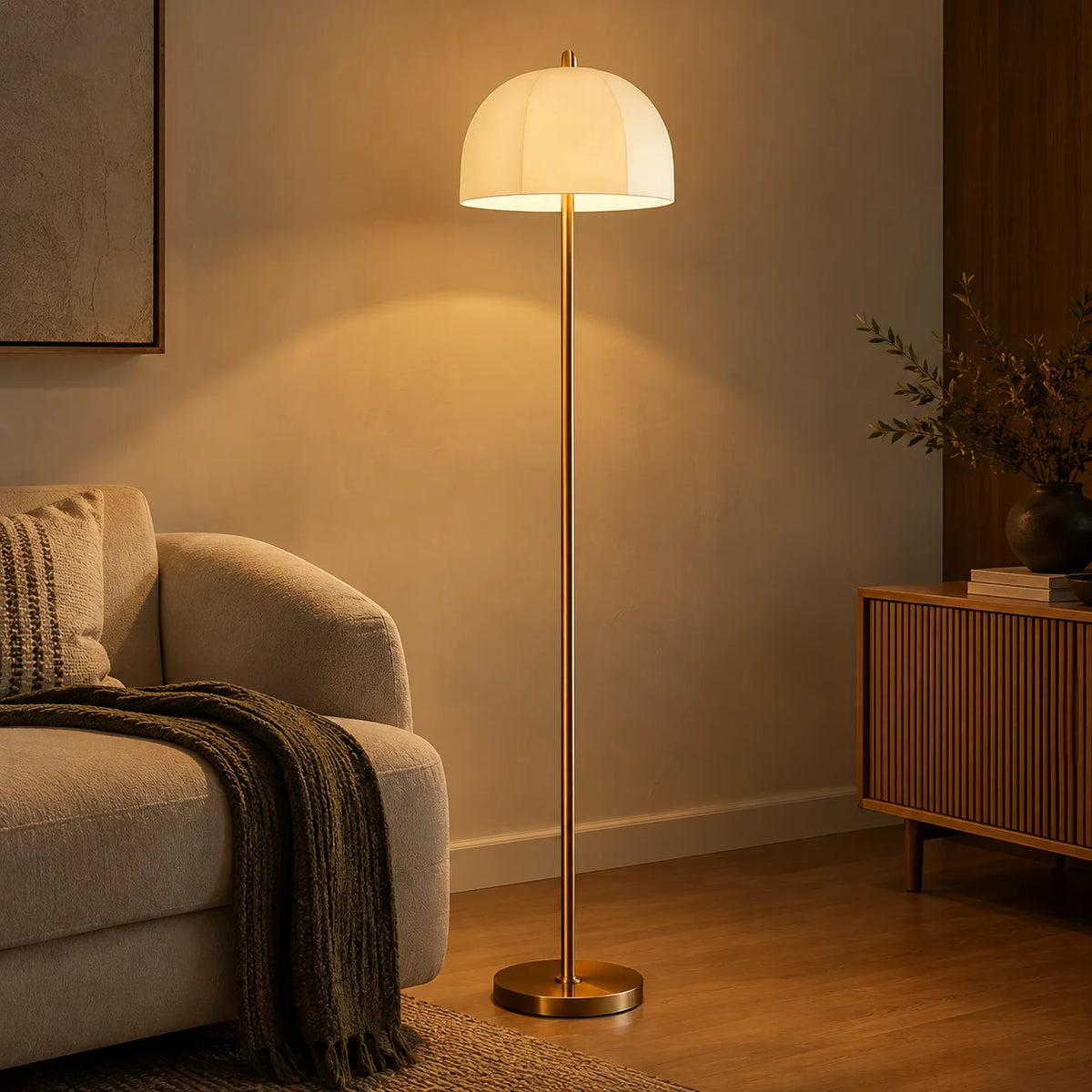 Ayra Floor Lamp | Brass Finish Minimalist Standing Lamp for Living Room & Bedroom