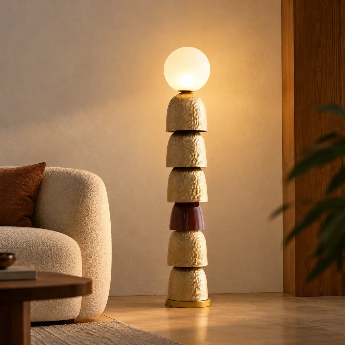 Totem Burgundy Embossed Floor Lamp