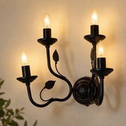 Black Italian 15 Inch Dual Tier 4-Light Steel Wall Lamp Light