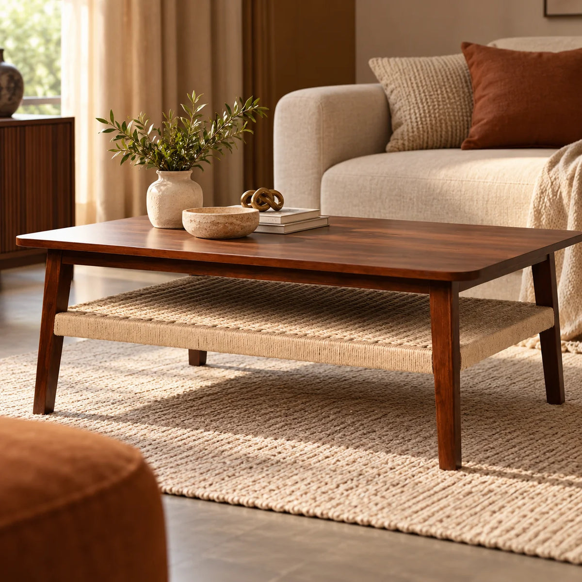 Jatan Teakwood Jute Coffee Table