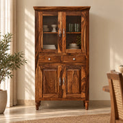 Monarch Solid Sheesham Wood Tall Kitchen/Crockery Cabinet