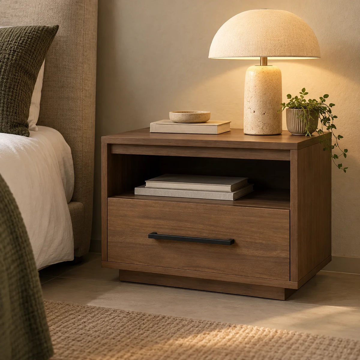 Nestly Teak Wood Bedside