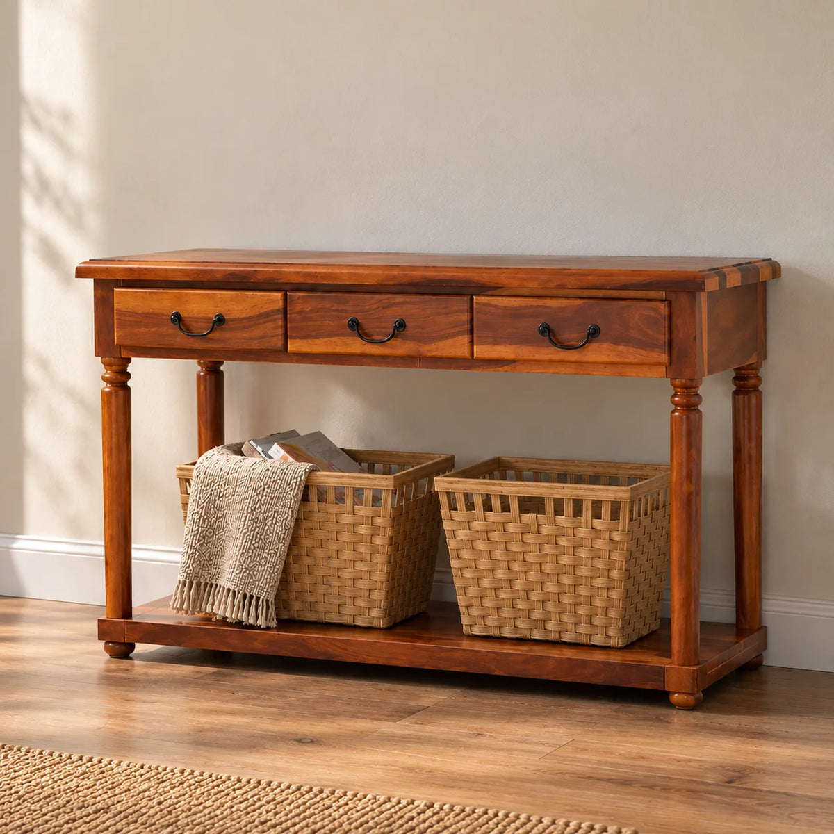 Mid Century Wooden Console Table |  Sheesham Wood