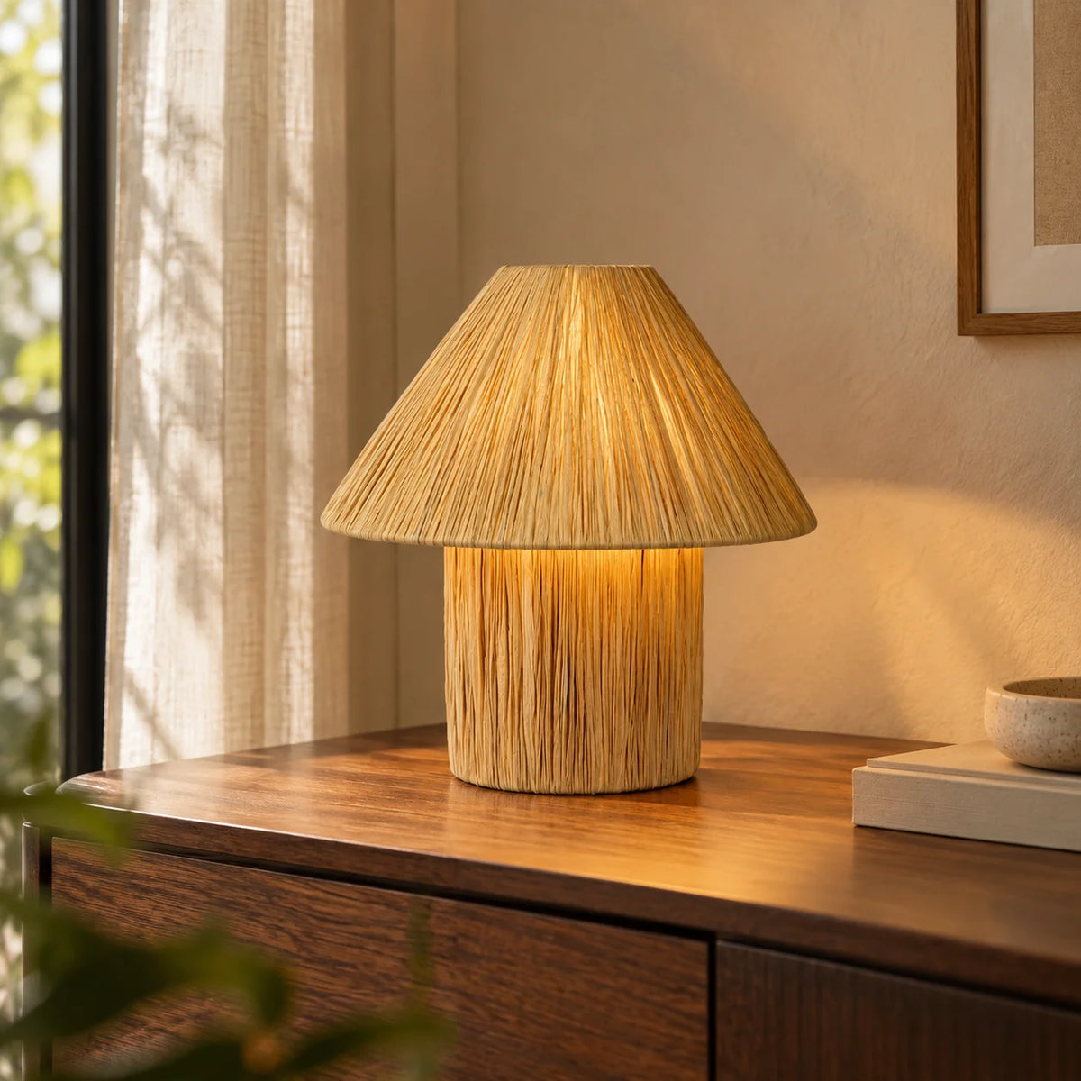 Nsong Rafia Table Lamp |  Elegant Design Small Boho Table Lamp