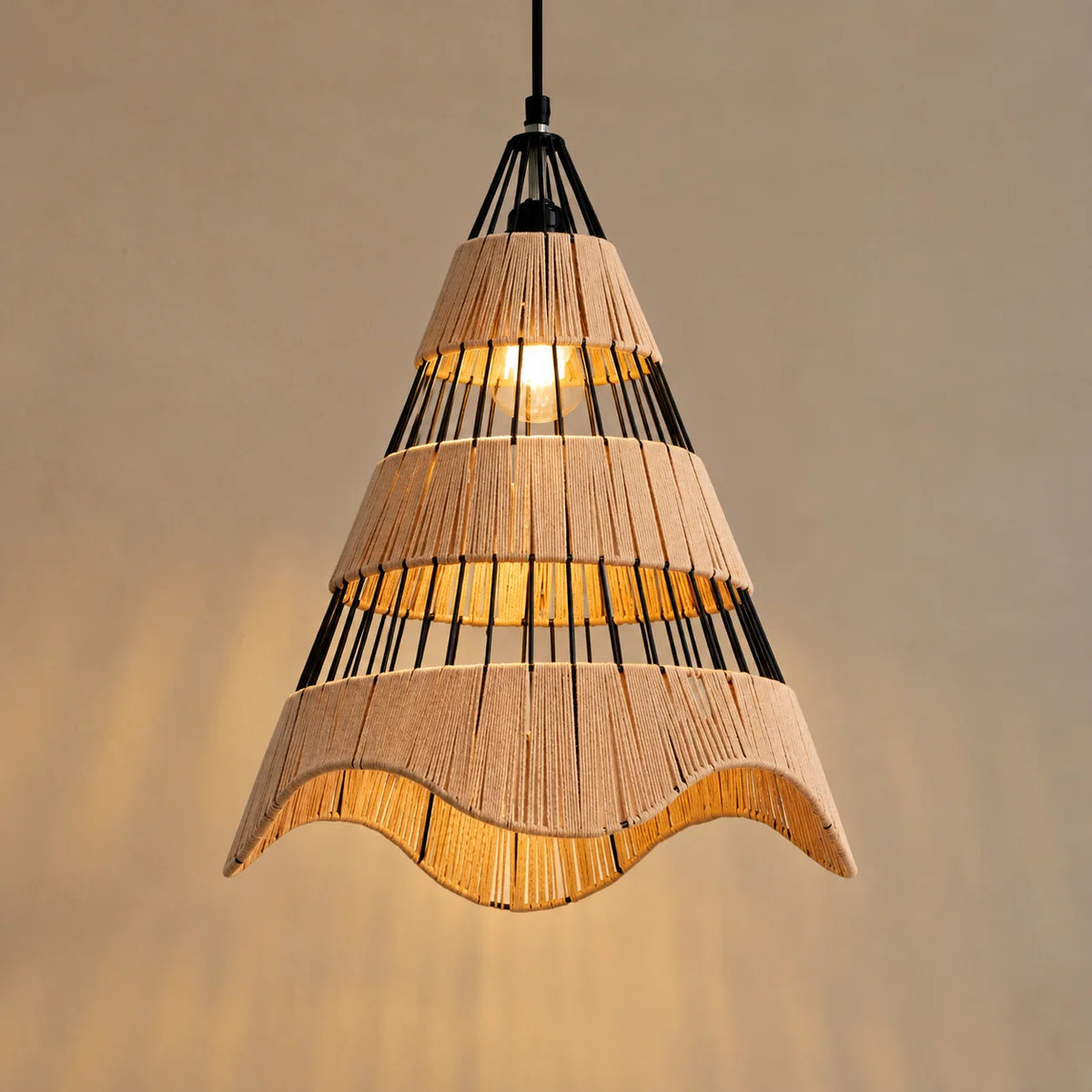 V-Ira Hanging Lamp | Iron and Woven Rope