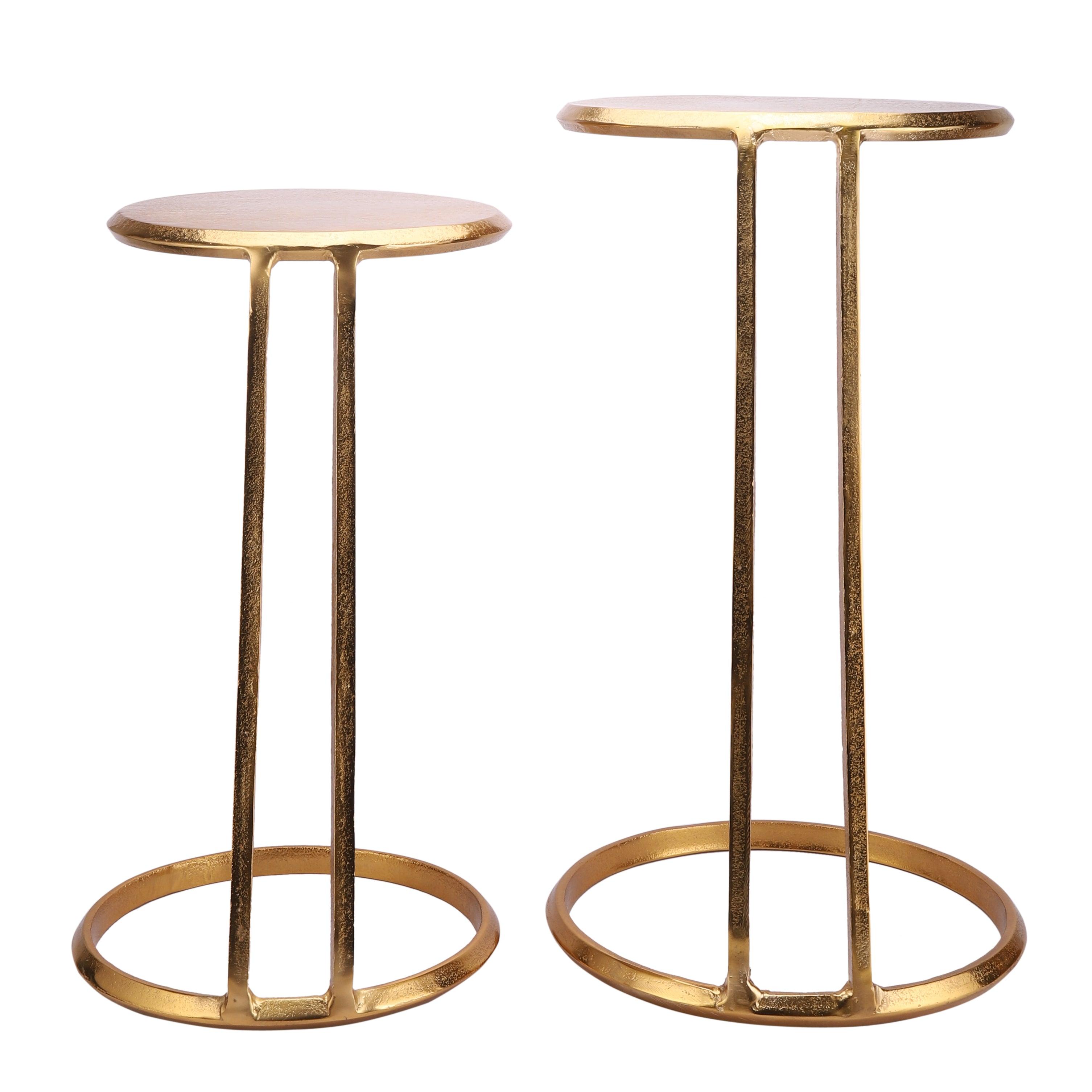 Modern Slanted Nesting Tables | Antique Finish Side Tables for Living Room