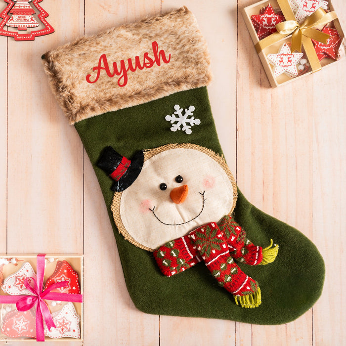 Personalized Snowman Stocking | Custom Holiday Decor Sock