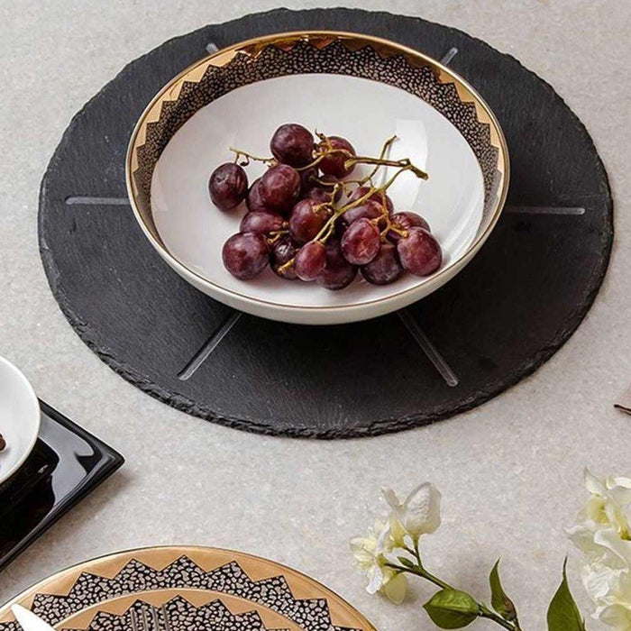 Stylish Round White & Gold Bowl For Serving & Table Decoration Bone China