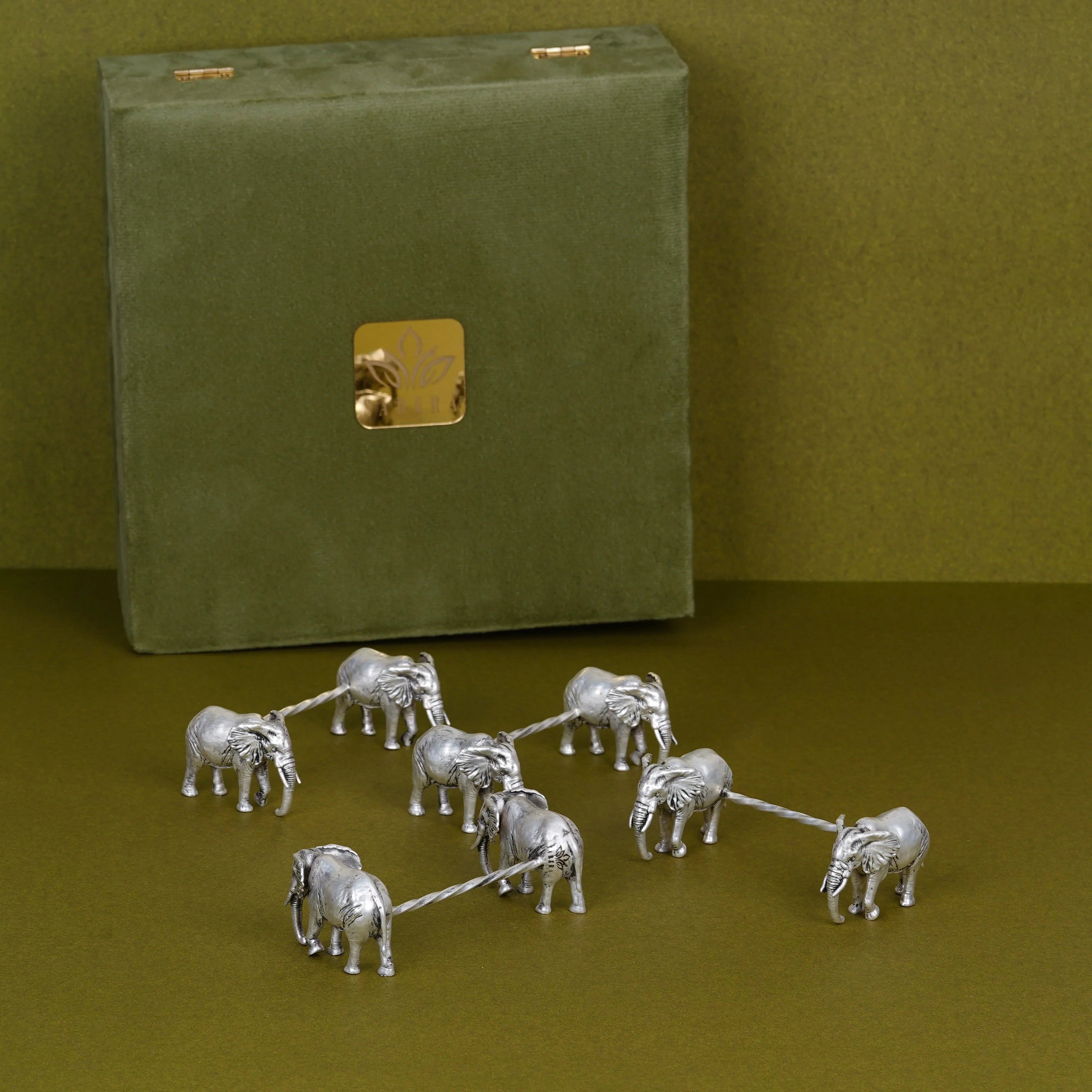 Silver Elephant Facing Front Spoon Rest