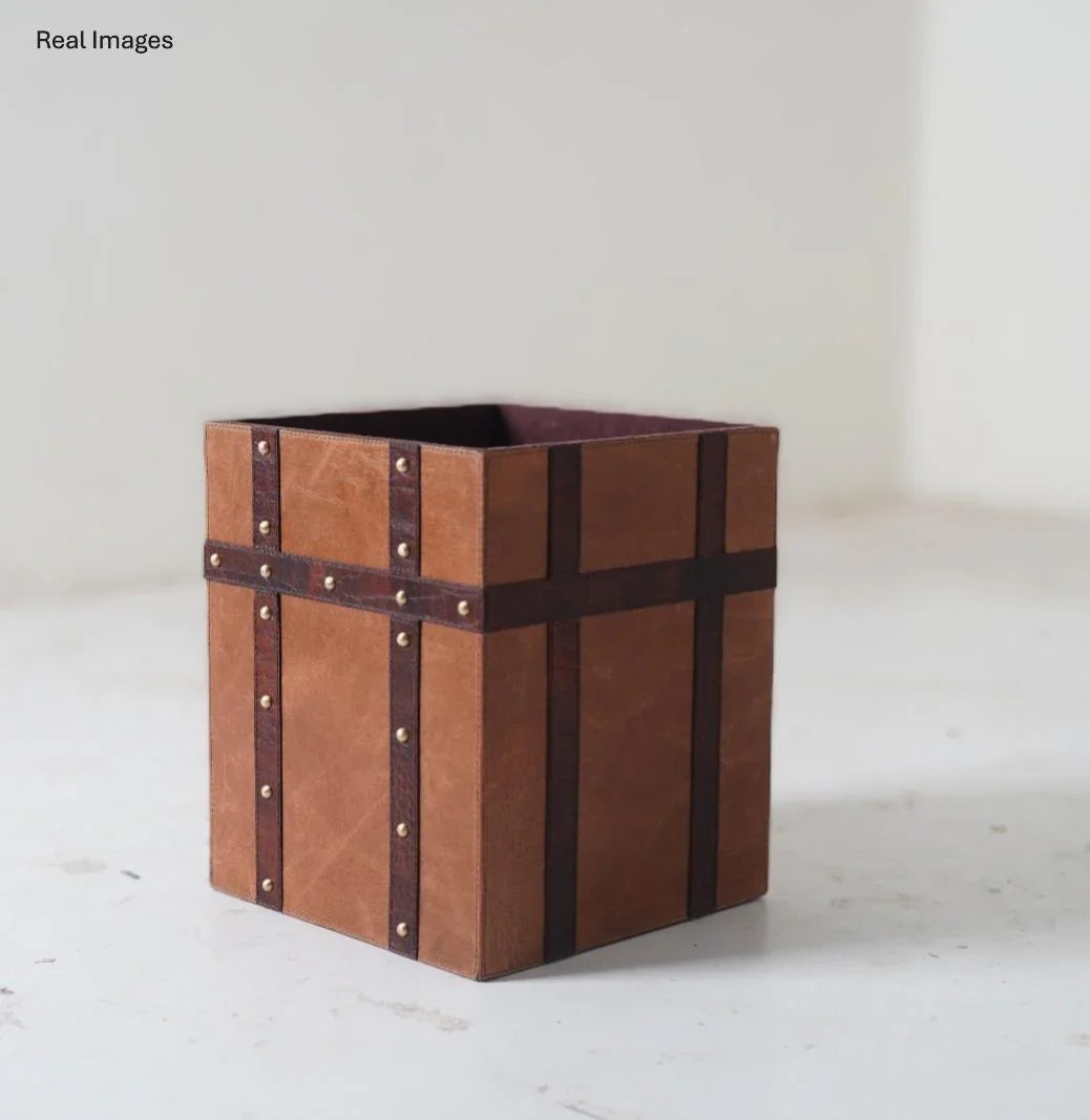 Premium Leather Storage Bin | Luxury Home & Office Storage Organizer Box