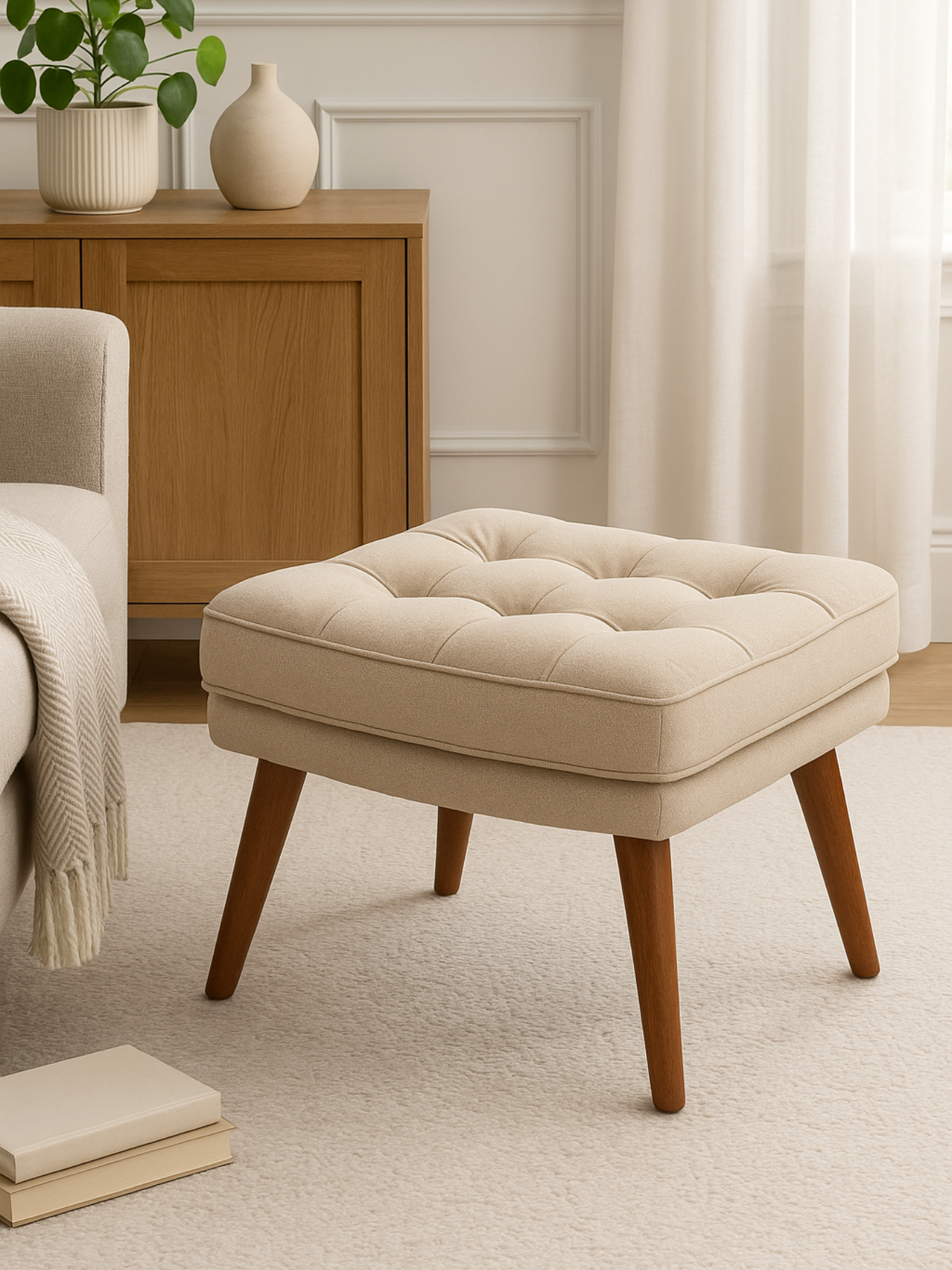 Soft Cushion Ottoman Stool for Living Room