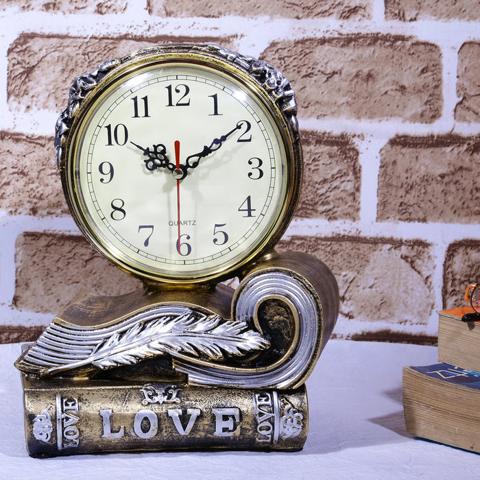 Vintage Books Tabletop Clock | Retro Book Desk & Counter Clock