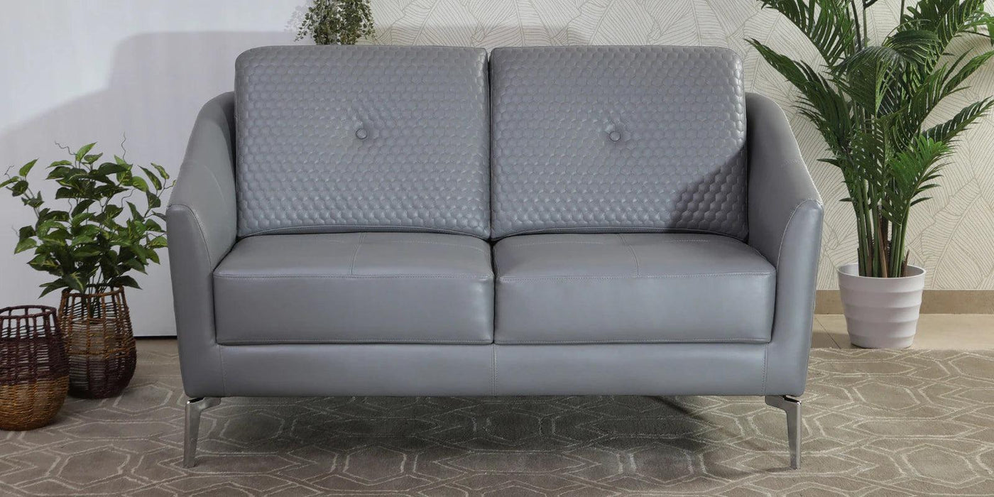 Albert Genuine leather modern sofa with Quilting Geometric design In Grey Colour