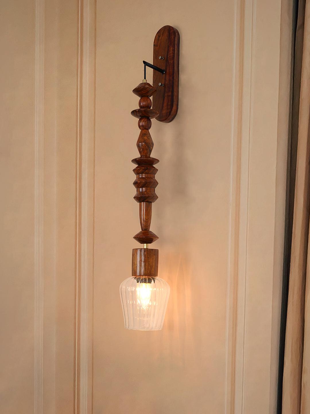 Long Geometric Wooden Bead Wall Lamp/Pendant Light