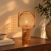 Ahoto Cane Table Lamp for Living Room | Eco-Friendly Rattan Desk Lamp | Home Decor Lamp