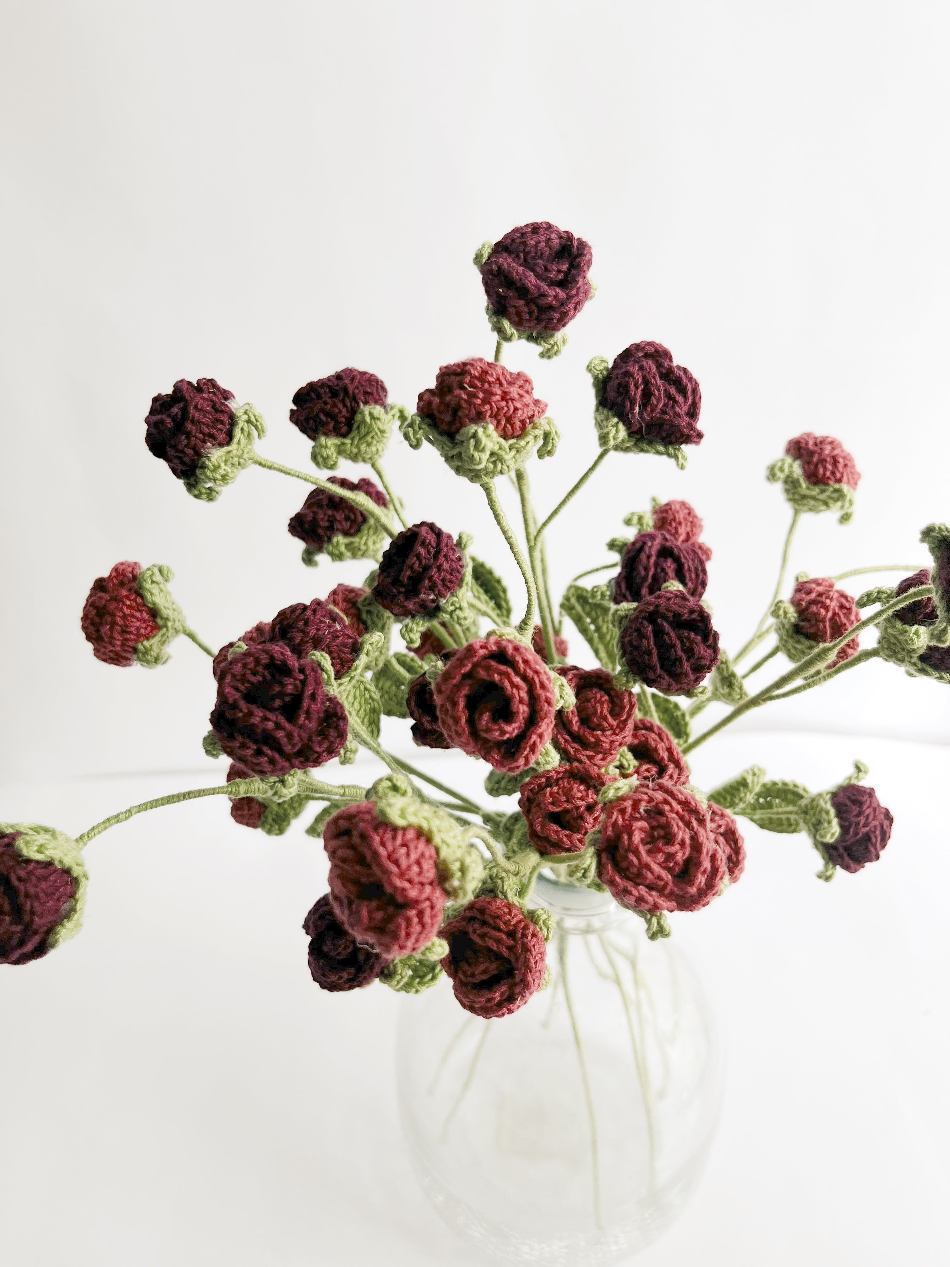 Crochet Mini Rose Stick Set of 2