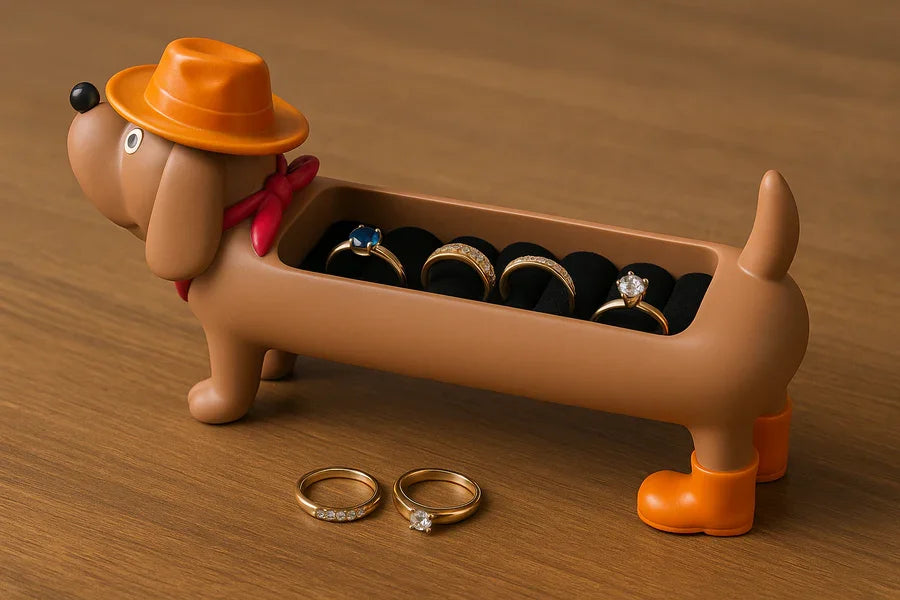 Resin Dog-Shaped Ring Organizer |,Jewelry Holder for Rings