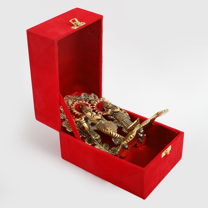 Lord Krishna Figurine in a Luxurious Red Velvet Box