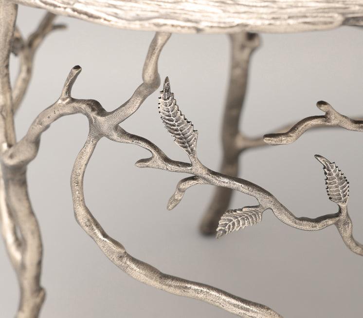 Tendrils Antique Nickel Side Table for Living Room | Designer End Tables | Small Corner Table