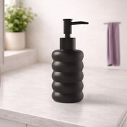 Rioware Outdoor Living Ceramic Liquid Soap Dispenser, 300ml, Multipurpose Refillable for Hand Wash, Dish Wash, Shampoo, Kitchen, Bathroom, and Household Use Pack of 1, Round Black