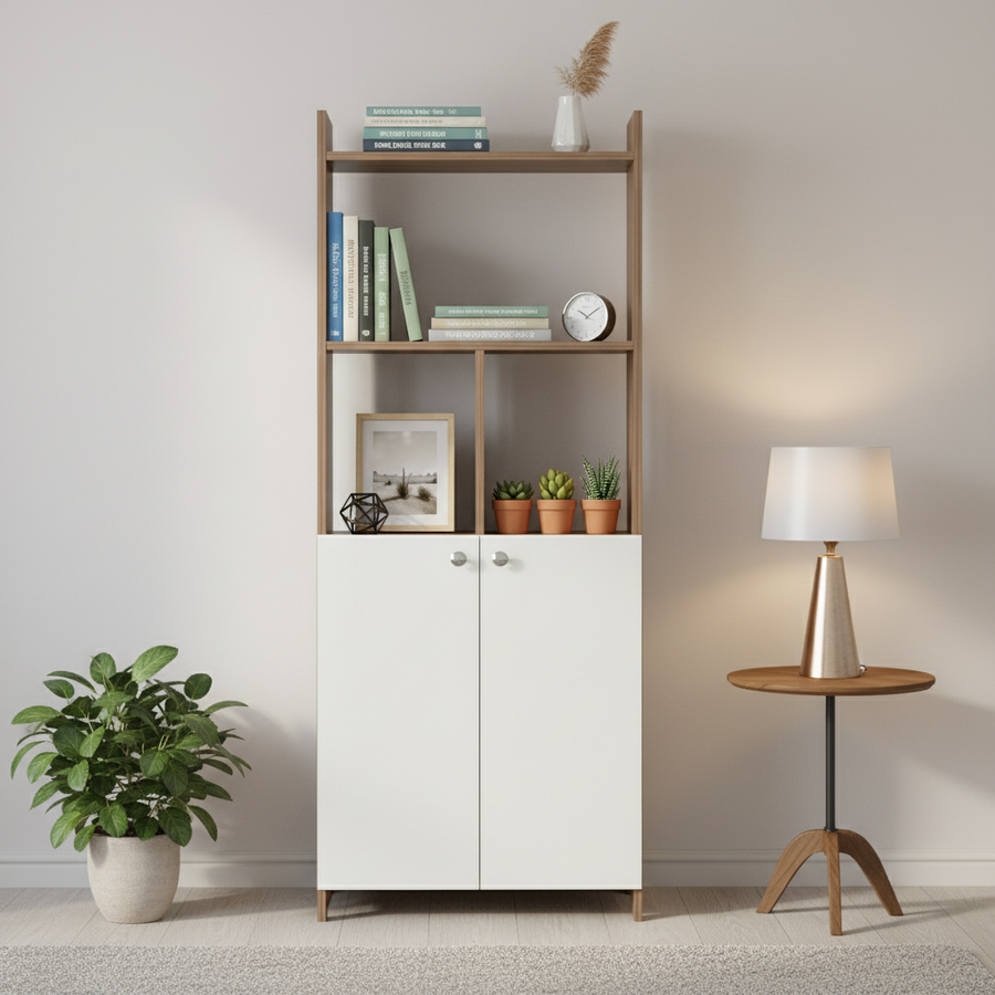 Bookshelf with Doors and Storage Cabinet - Prizm