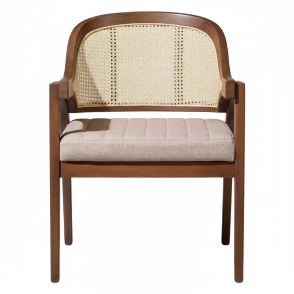 Caneva Chair | Mango Wood, Cane, Upholstery