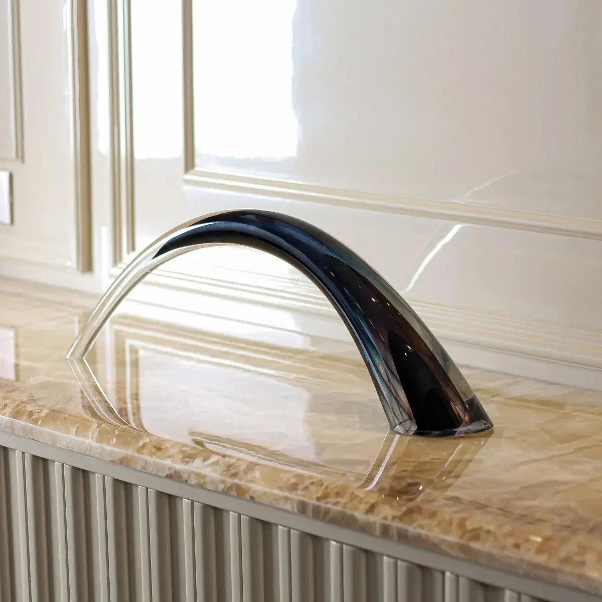 Blue Wave Crystal Glass Sculpture | Premium Table Centerpiece for Modern Home Décor Showpiece