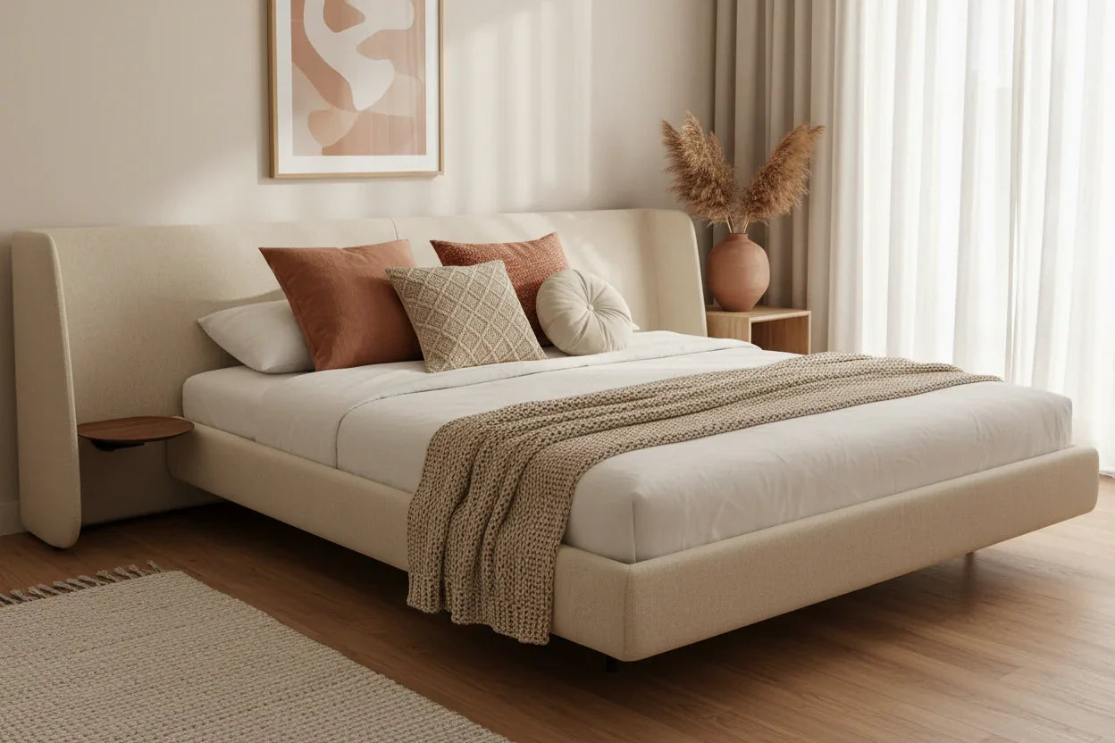 Astralis Fabric Upholstery With Metal Legs King Size Bed