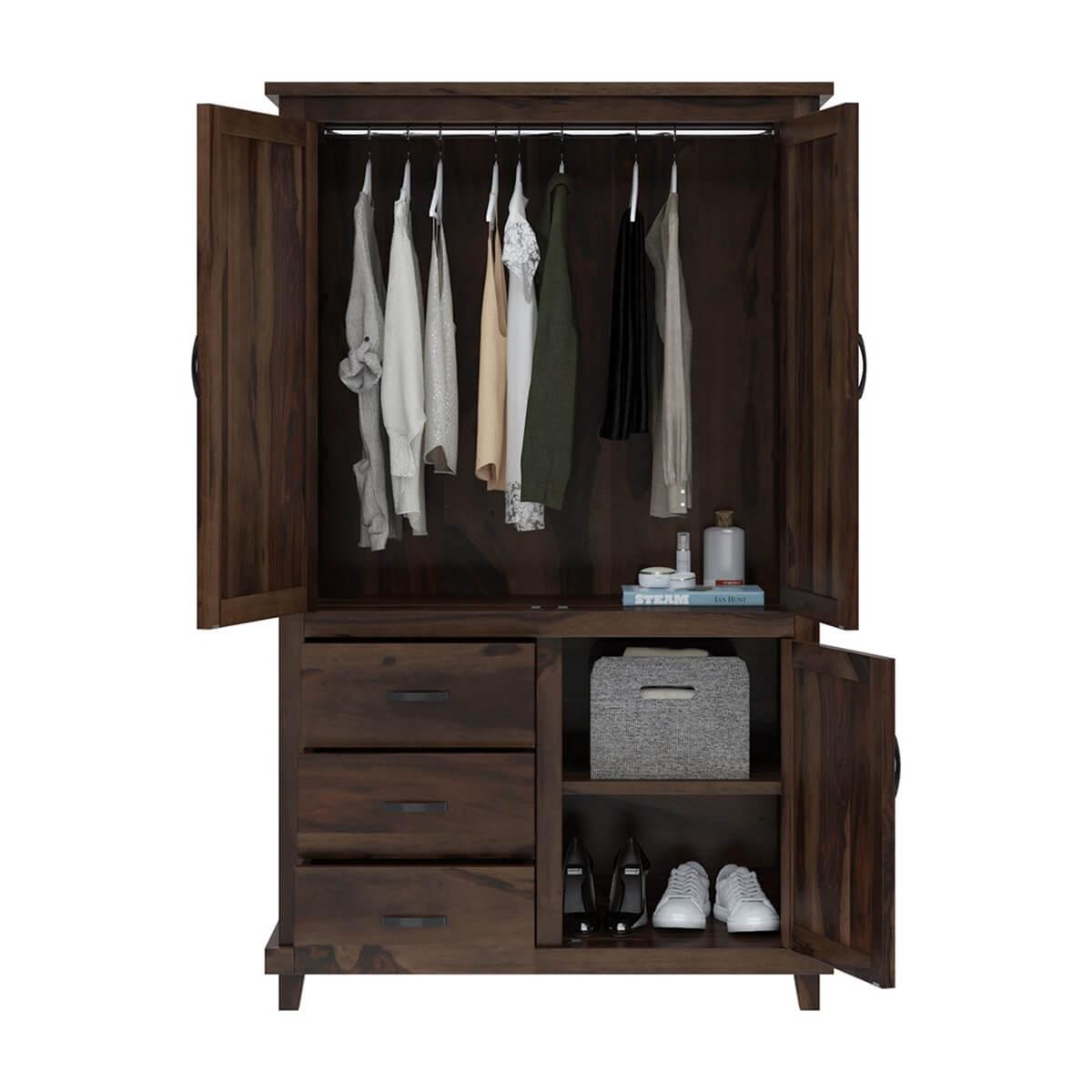 Claire Solid Sheesham Wood  Wardrobe In Provincial Teak Finish