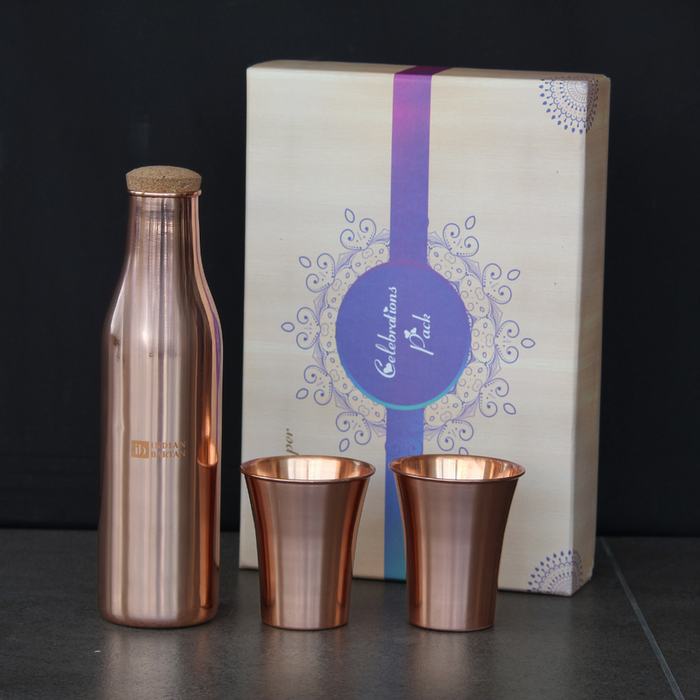 Glossy Rounded Copper Bottle Set