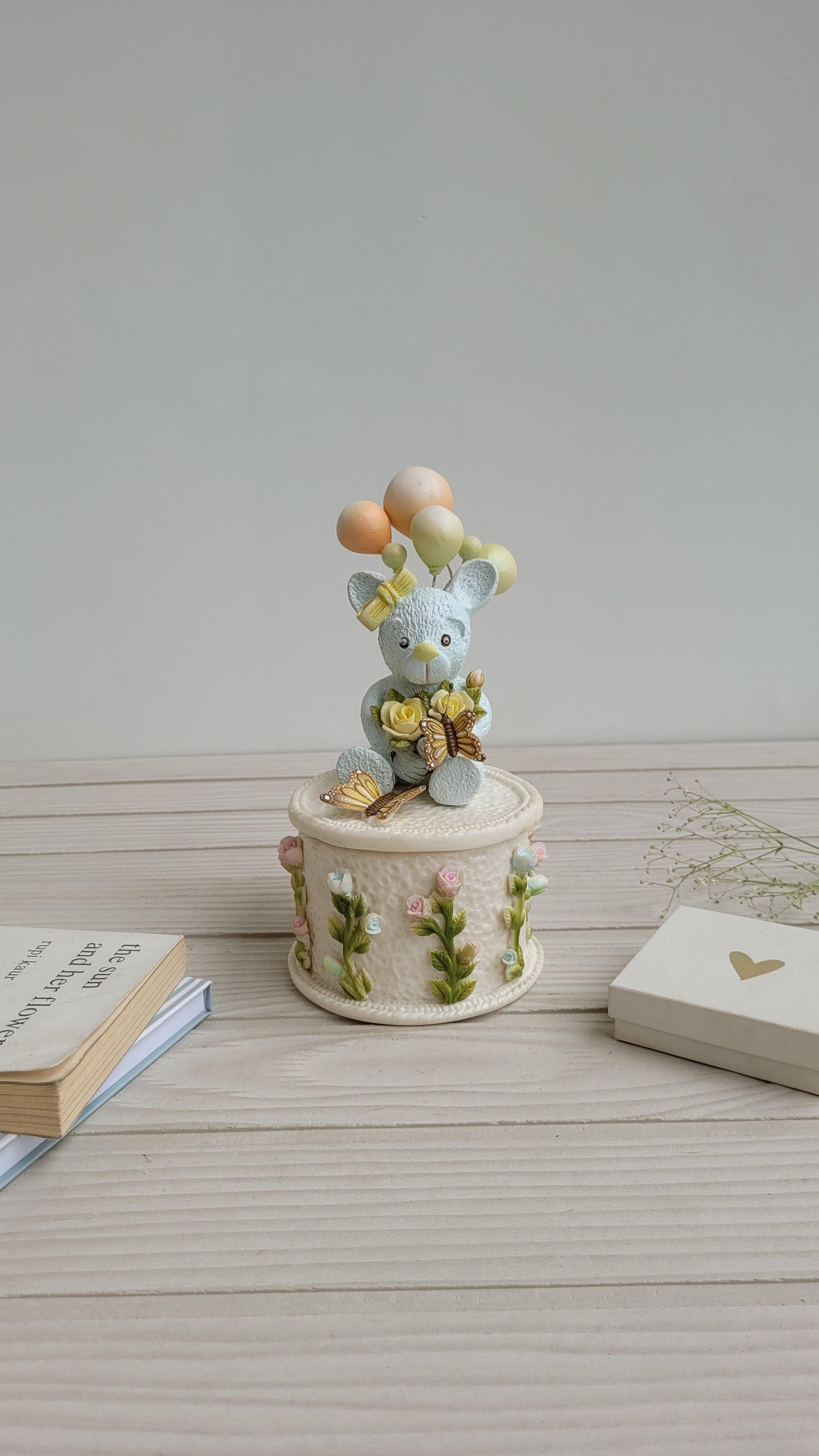 Teddy & Balloons Ivory Box