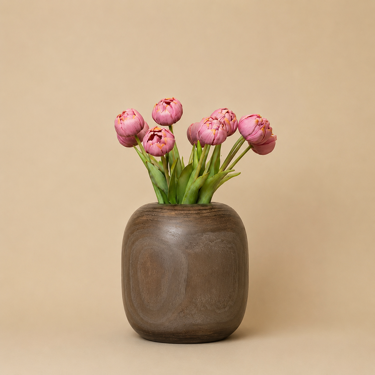 Walnut Petite Wooden Flower Vase | Minimalist Decorative Vase for Modern Home Décor