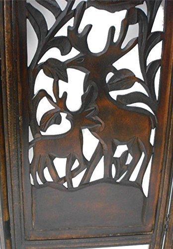 Hand Carved Mango Wood Folding Room Divider with MDF Jali