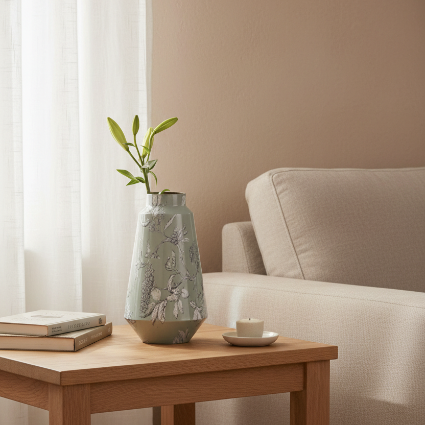Tranquil Petals Iron Vase