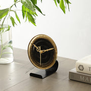Peirre Glass Embossed Table Clock | Analogue Table Clock for Office Desk & Home Decor