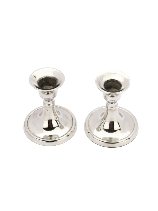 Metal Taper Candle Holder | Set of 2 - Nickel