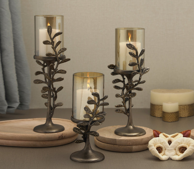 Essence of the Leaf Pillar Candle Holder